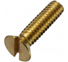 Винт латунный DIN 963 с потайной головкой прямым шлицем и полной резьбой, M4x30 мм