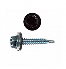 Саморез кровельный по дереву RAL 9005 со сверлом S2 и шайбой EPDM, 4.8x19 мм