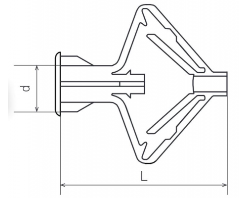 Дюбель для пустотелых конструкций “Бабочка”, 10х50 мм