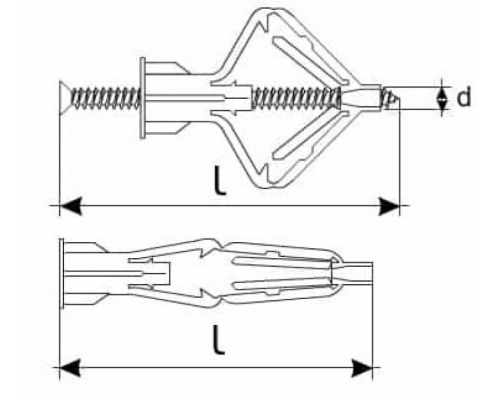 Дюбель-бабочка с шурупом, 10x50 мм