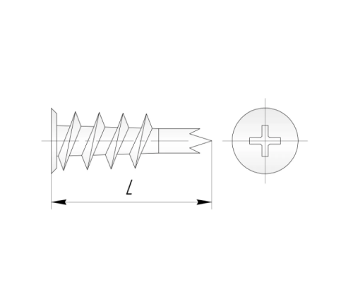 Дюбель со сверлом для гипсокартона (оцинкованная сталь), 14x38/15 мм