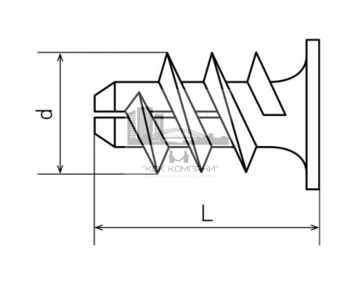 Дюбель "Дрива" без сверла для гипсокартона, 15x23/10 мм