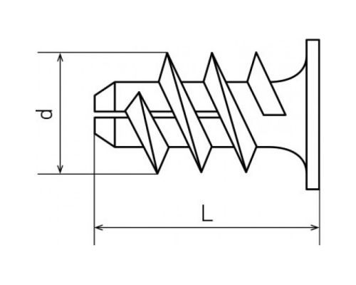 Дюбель "Дрива" без сверла для гипсокартона, 15x23/10 мм