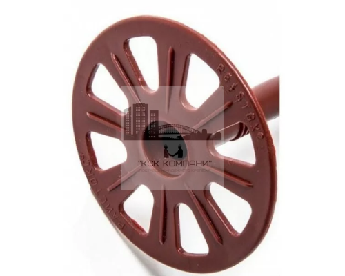 Дюбель-гриб для теплоизоляции с гвоздем из оцинкованной стали и термоголовкой из ударостойкого полиамида, 10/60x300 мм