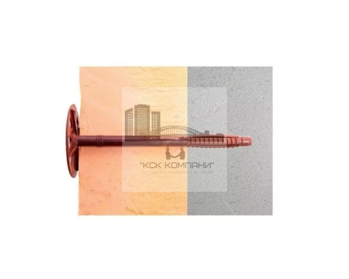 Дюбель-гриб для теплоизоляции с гвоздем из оцинкованной стали и термоголовкой из ударостойкого полиамида, 10/60x100 мм