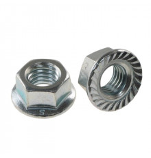 Гайка шестигранная DIN 6923 с фланцем со стандартным шагом резьбы оцинкованная сталь класс прочности 8.0, M18