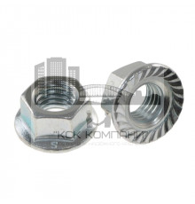 Гайка шестигранная DIN 6923 с фланцем со стандартным шагом резьбы оцинкованная сталь класс прочности 8.0, M6
