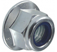 Гайка шестигранная самоконтрящаяся DIN 6926 со стопорным нейлоновым кольцом и фланцем оцинкованная сталь класс прочности 8.0, M6