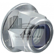 Гайка шестигранная самоконтрящаяся DIN 6926 со стопорным нейлоновым кольцом и фланцем оцинкованная сталь класс прочности 8.0, M8