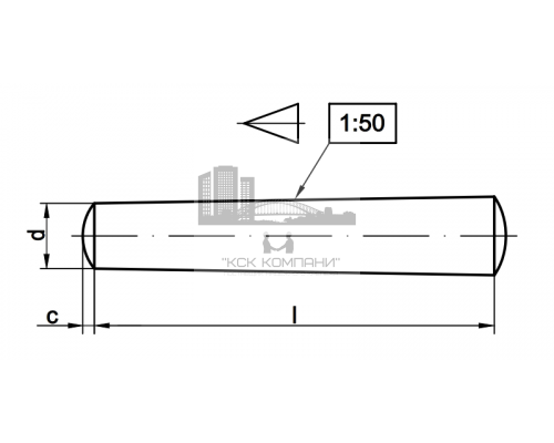 Штифт конический незакалённый DIN 1 (A1) поле допуска m10, 5X50