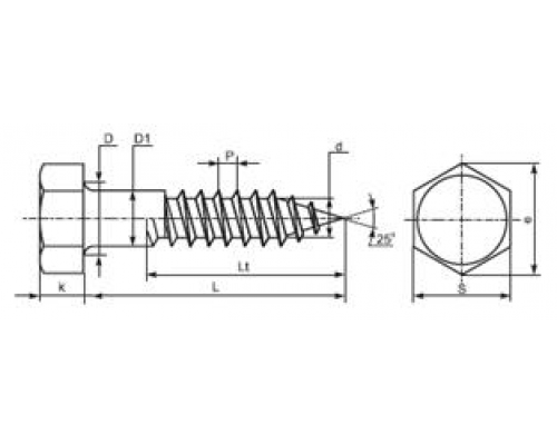 Шуруп глухарь по дереву DIN 571 (A4) с шестигранной головкой, D10X100