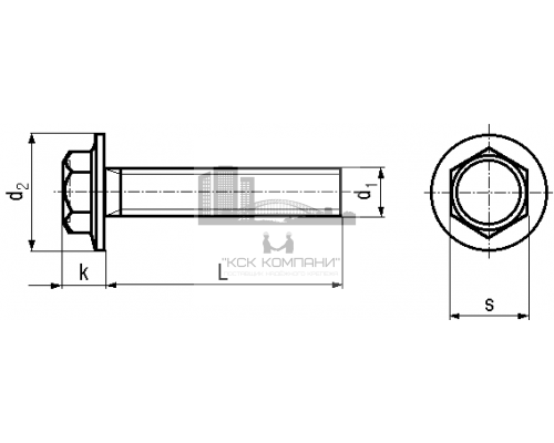 Болт с шестигранной головкой DIN 6921 с фланцем и неполной резьбой оцинкованная сталь, M6x16 мм