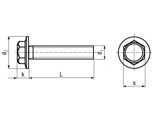 Болт с шестигранной головкой DIN 6921 с фланцем и неполной резьбой оцинкованная сталь, M6x16 мм