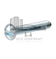 Винт DIN 85 с цилиндрической скругленной головкой прямым шлицем и полной резьбой оцинкованная сталь класс прочности 4.8-5.8, M6x12 мм