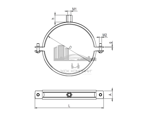 Хомут для воздуховода с резиновым профилем оцинкованная сталь, M8 d 100 мм