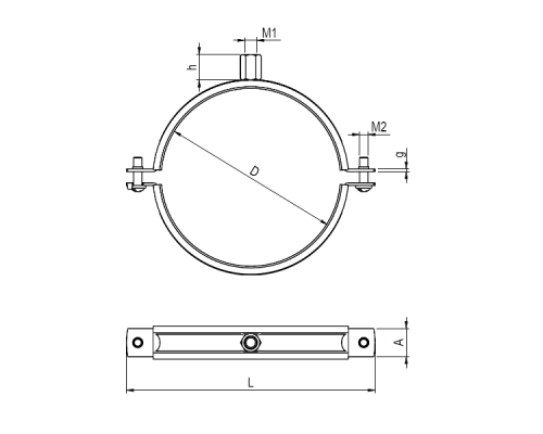 Хомут для воздуховода с резиновым профилем оцинкованная сталь, M8 d 160 мм