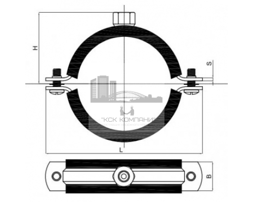 Металлический хомут стандартный с резиновым профилем и гайкой оцинкованная сталь, M10 d 120-129 мм