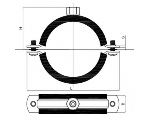 Металлический хомут стандартный с резиновым профилем и гайкой оцинкованная сталь, M8 d 1 1/4" (39-46 мм)