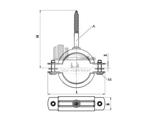 Металлический хомут с резиновым профилем и саморезом оцинкованная сталь, d 1/2" (20-24 мм)