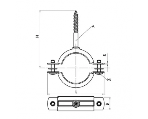 Металлический хомут с резиновым профилем и саморезом оцинкованная сталь, d 3/4" (25-30 мм)