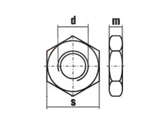 Гайка шестигранная низкая с фаской DIN 439 (A2) , M2,5