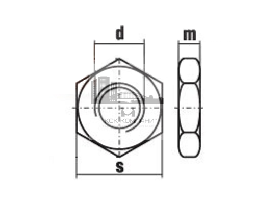 Гайка шестигранная низкая с фаской DIN 439 (A4) мелкая резьба, M20X1,5
