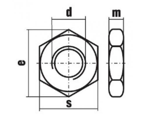 Гайка шестигранная низкая DIN 936 (A2) мелкая резьба, M16x1.5 мм