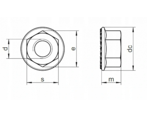 Гайка шестигранная DIN 6923 с фланцем со стандартным шагом резьбы оцинкованная сталь класс прочности 8.0, M18