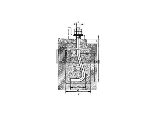 Болт фундаментный анкерный изогнутый ГОСТ 24379.1-80 Тип 1.2 сталь без покрытия, M48x2500 мм