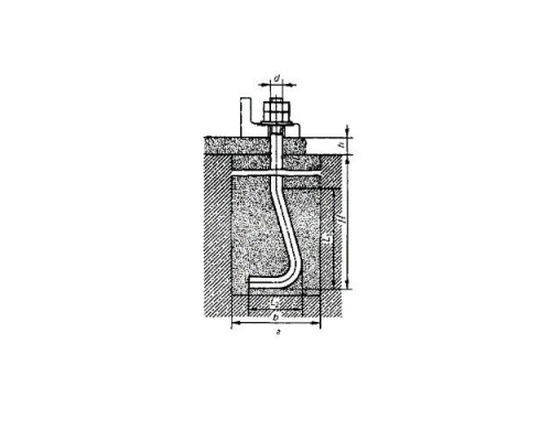 Болт фундаментный анкерный изогнутый ГОСТ 24379.1-80 Тип 1.2 сталь без покрытия, M16x500 мм  купить в Москве