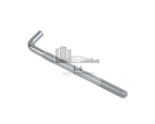 Винт костыль Г образный с метрической резьбой оцинкованная сталь, М12x150 мм  — Винты с L-образным крючком с кольцом и полукольцом