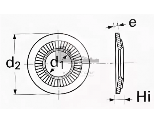 Шайба контактная стопорная тарельчатая форма К с насечкой и зубцами (оцинкованная сталь), M6 6.2x13x1.3 мм
