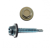 Саморез кровельный по дереву RAL 1014 со сверлом S2 и шайбой EPDM, 4.8x19 мм