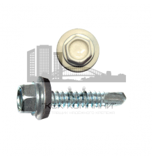 Саморез кровельный по дереву RAL 1015 со сверлом S2 и шайбой EPDM, 4.8x19 мм