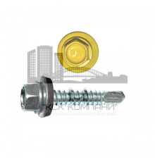 Саморез кровельный по дереву RAL 1018 со сверлом S2 и шайбой EPDM, 4.8x19 мм