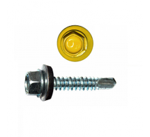 Саморез кровельный по металлу RAL 1018 со сверлом S3 и шайбой EPDM, 4.8x16 мм