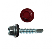 Саморез кровельный по дереву RAL 3003 со сверлом S2 и шайбой EPDM, 4.8x19 мм