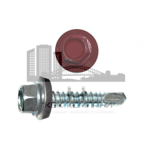 Саморез кровельный по металлу RAL 3003 со сверлом S3 и шайбой EPDM, 4.8x16 мм