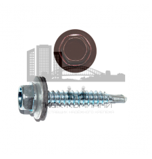 Саморез кровельный по металлу RAL 3005 со сверлом S3 и шайбой EPDM, 4.8x16 мм