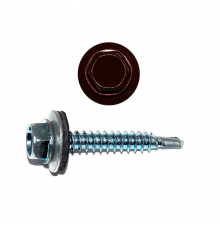 Саморез кровельный по металлу RAL 3005 со сверлом S3 и шайбой EPDM, 4.8x16 мм