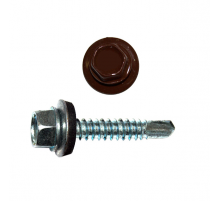 Саморез кровельный по дереву RAL 3009 со сверлом S2 и шайбой EPDM, 4.8x19 мм