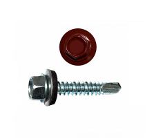 Саморез кровельный по металлу RAL 3011 со сверлом S3 и шайбой EPDM, 4.8x16 мм