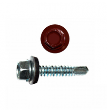 Саморез кровельный по металлу RAL 3011 со сверлом S3 и шайбой EPDM, 4.8x16 мм