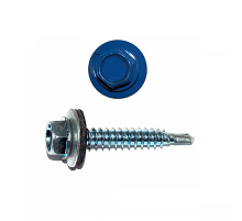 Саморез кровельный по дереву RAL 5005 со сверлом S2 и шайбой EPDM, 4.8x19 мм