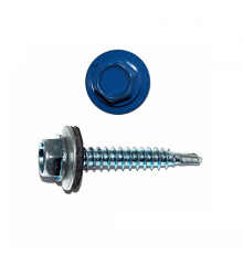 Саморез кровельный по дереву RAL 5005 со сверлом S2 и шайбой EPDM, 4.8x19 мм