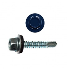 Саморез кровельный по дереву RAL 5010 со сверлом S2 и шайбой EPDM, 4.8x19 мм