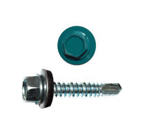 Саморез кровельный по металлу RAL 5021 со сверлом S3 и шайбой EPDM, 4.8x16 мм