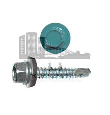 Саморез кровельный по металлу RAL 5021 со сверлом S3 и шайбой EPDM, 4.8x16 мм