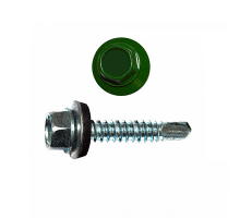 Саморез кровельный по металлу RAL 6002 со сверлом S3 и шайбой EPDM, 4.8x16 мм