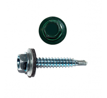 Саморез кровельный по металлу RAL 6005 со сверлом S3 и шайбой EPDM, 4.8x16 мм